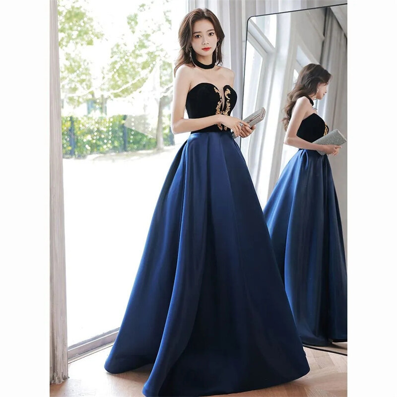 Banquet Evening Dress Women's High end Luxury 2023 New French Palace Princess Dress Long Elegant and Noble Host Skirt