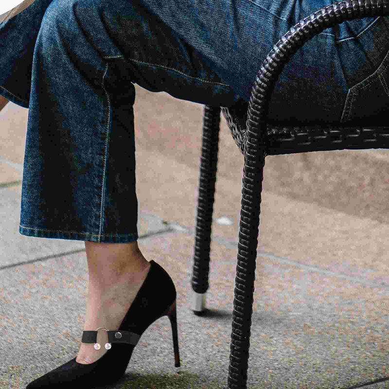 Sandalias anticaída para mujer, zapatos de tacón alto con tiras elásticas, color negro, 8 piezas