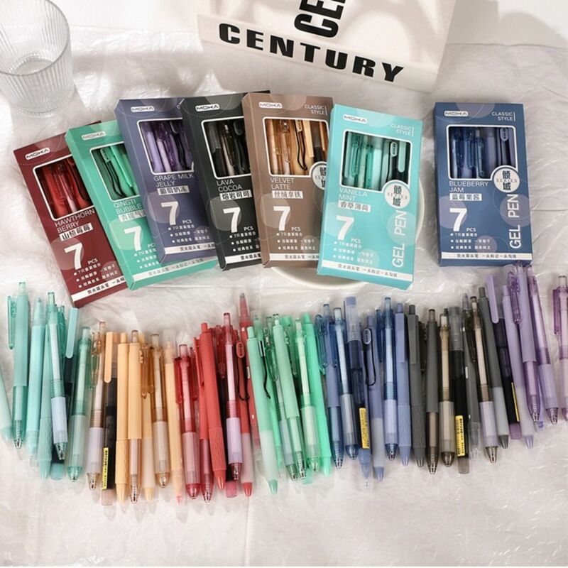 7 Stks/set Student Specifieke Gel Pen Hoge Kwaliteit Cadeau Sneldrogende Inkt Neutrale Pen St Tip Markeerstift Set School Kantoor
