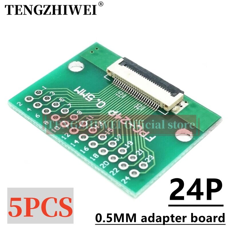 5PCS FFC/FPC adapter board 0.5MM-24P to 2.54MM welded 0.5MM-24P flip-top connector