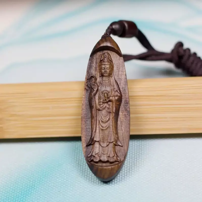 Agarwood Carved Flower Net Bottle Guanyin Pendant Handle Piece Double-sided Carved Lucky Nafu Ping An Brand Wen Play Wood Men's