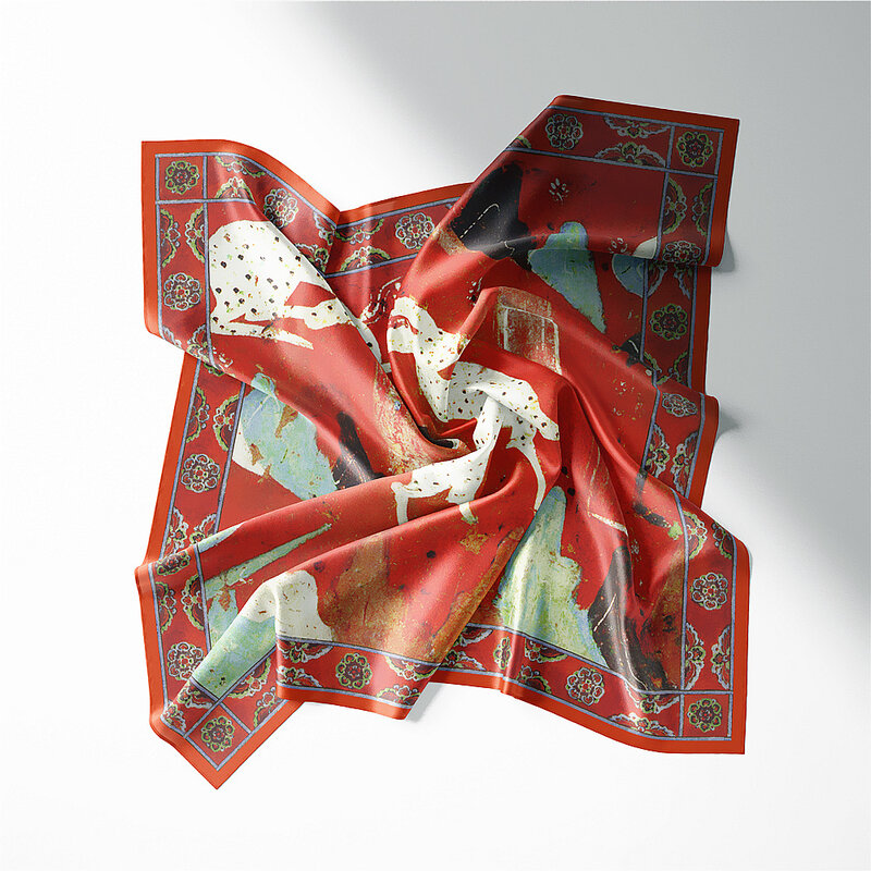 53 سنتيمتر حك الحرير ساحة وشاح امرأة Dunhuang تسعة ألوان الغزلان اللوحة يلتف باندانا الحجاب الصغيرة foxlards مسلم الفاخرة عقال