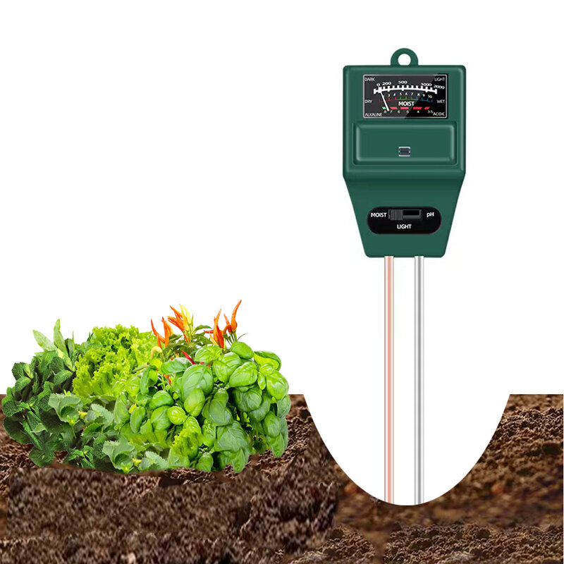 3 in1 suolo acqua umidità ph Meter acidità umidità luce solare Test PH misuratore di umidità impianto Outfdoor rilevatore di monitoraggio del suolo