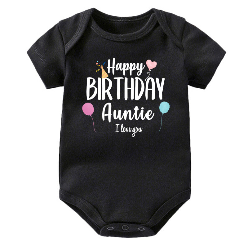 Selamat Ulang Tahun applique Aku mencintaimu cetakan anak laki-laki perempuan bayi pakaian bermain satu potong indah bayi anak Bodysuit