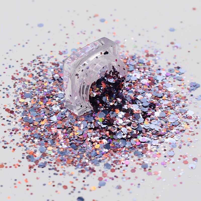 10กรัม/ถุงใหม่ผสม Chunky Glitter Iridescent Flakes Slice หกเหลี่ยม Sparkly เล็บตกแต่งศิลปะอุปกรณ์เสริม