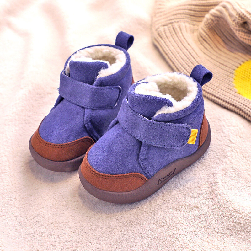 Детские ботинки для малышей, детская теплая бархатная обувь для снежной девочки, Модные ботильоны, сапоги, зимние ботинки, обувь с хлопковой подкладкой для девочек и мальчиков