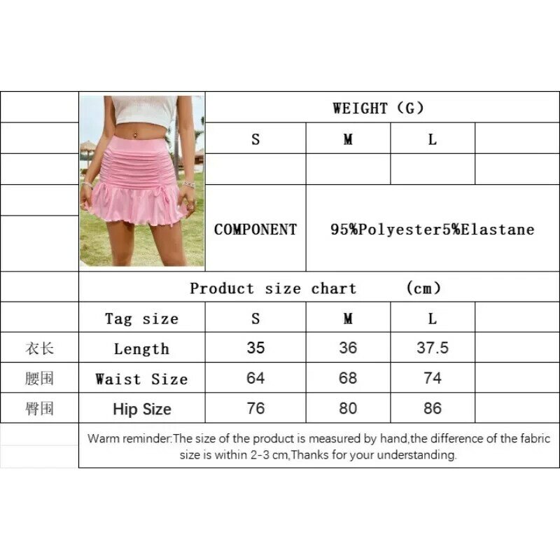 Mini jupe rose plissée pour femmes, ourlet à volants, jupe ronde sur la hanche, vêtements féminins, tempérament, mode sexy, fille épicée, YSQ18