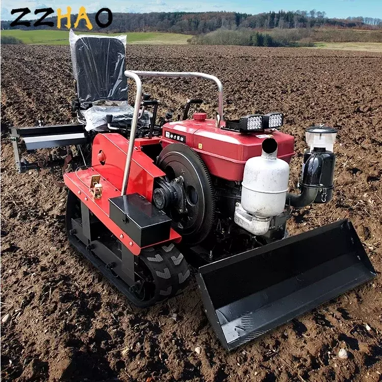 25 Horsepower Riding Crawler Rotary Cultivator Small Diesel Micro-cultivator Cultivated Land Agricultural Trenching Machine