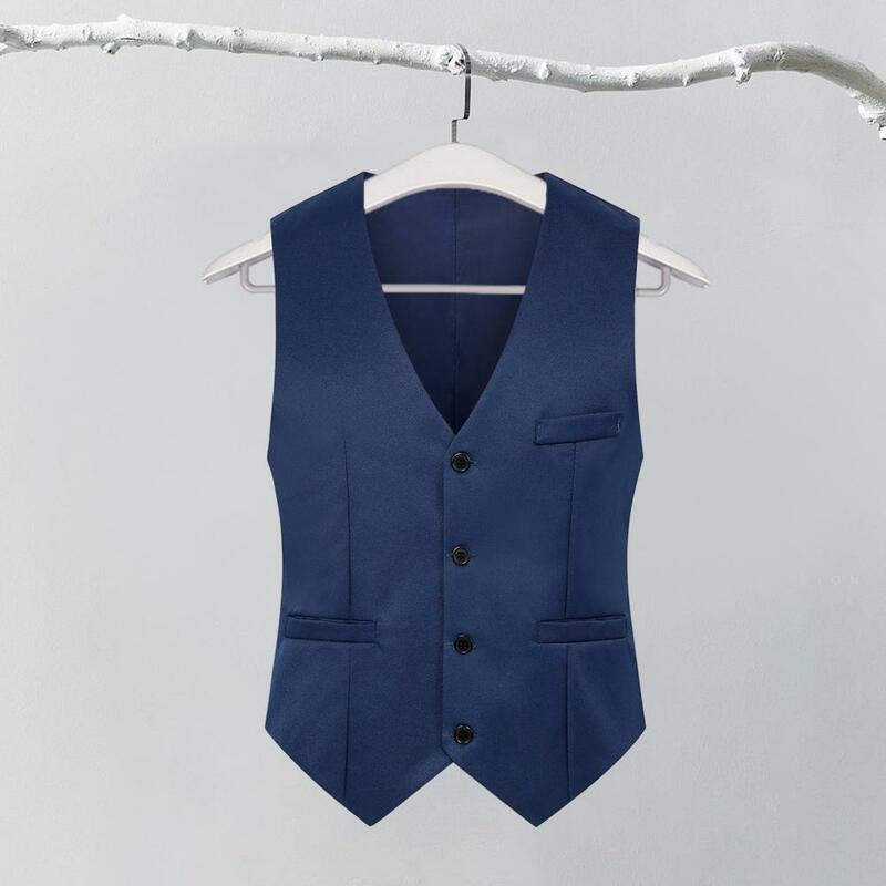 Eenvoudige Heren Pak Vest Slim Fit V-Hals Mouwloos Vest Single Breasted Vrijetijdsfeest Bar Banketjurk Vest Werkkleding