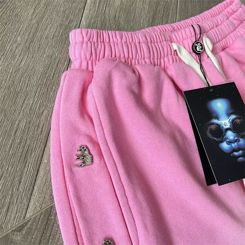 24ss Washed Pink Oversized Pants Men Women 1:1 Best Quality Hell Star Joggers Sweatpants Tracksuit Set