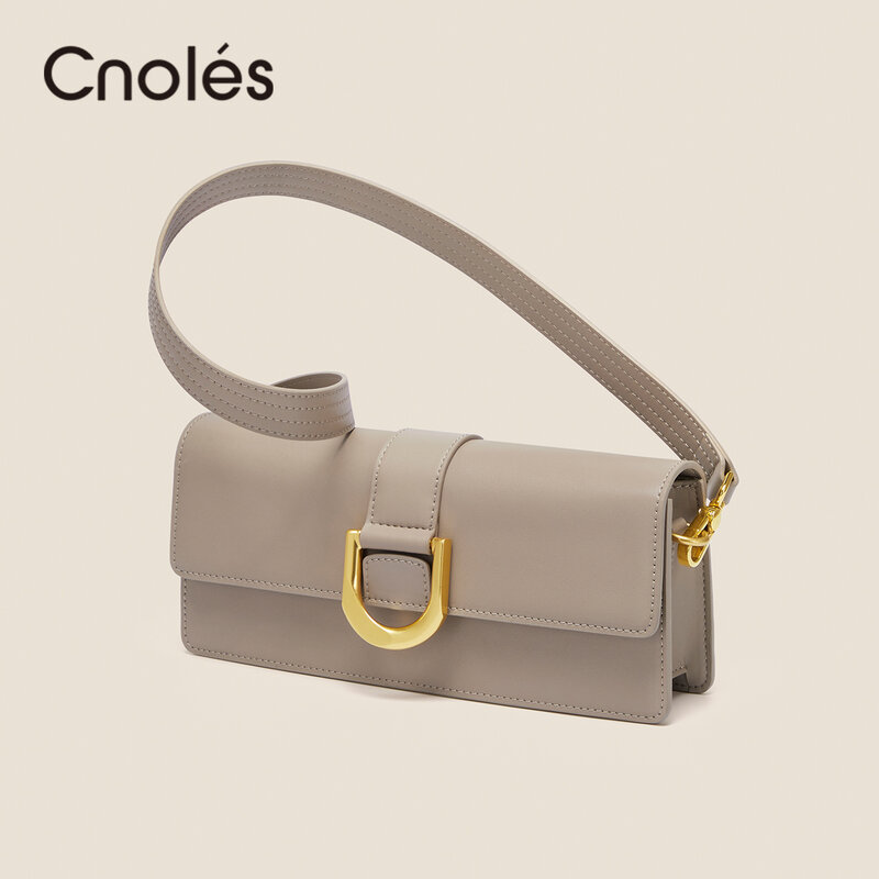 Cnhol-女性用ハンドバッグ,2つの取り外し可能なストラップが付いたスタイリッシュな本革のハンドバッグ