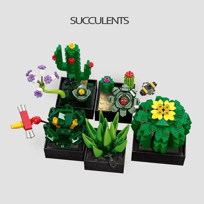 Succulents Building Sets Mini Succulents Building Bricks Succulent Bonsai Building Kits For Bookshelves Bedroom And Tables