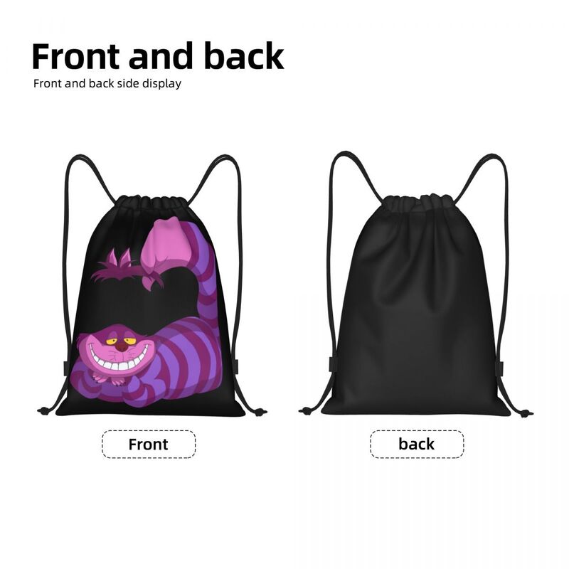 Custom Cheshire Cat Anime zaino con coulisse borse leggere Alice nel paese delle meraviglie palestra sport Sacks Sacks per lo Shopping