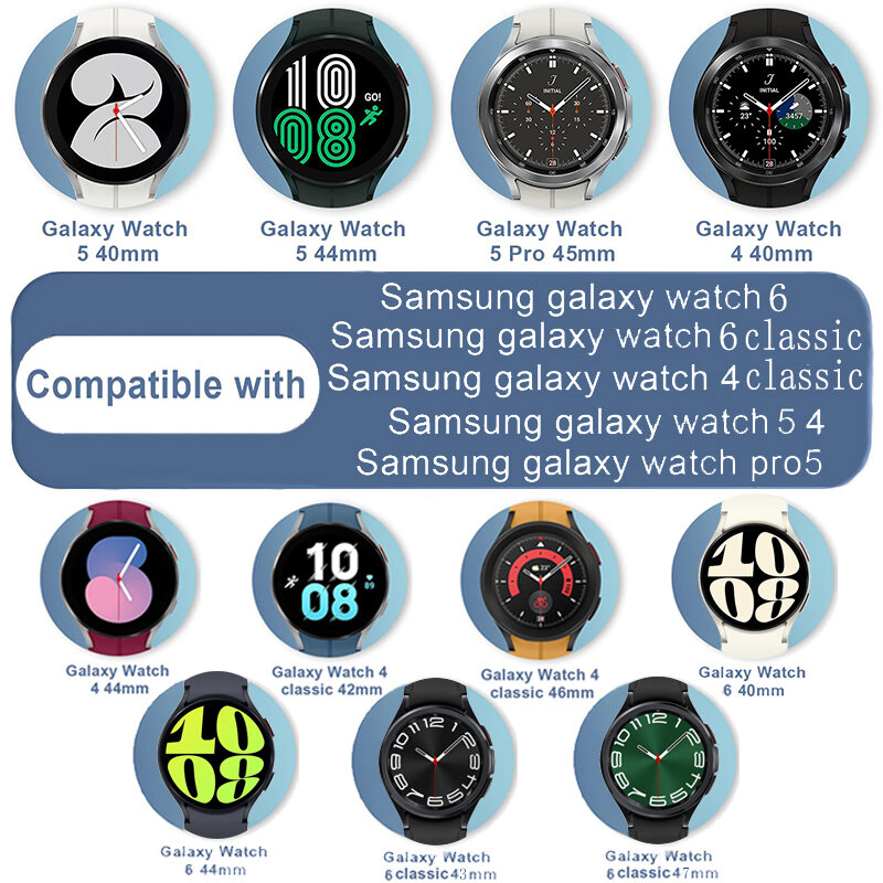 Correa de nailon para Samsung Galaxy Watch 6, 5, 4, 44mm, 40mm, 5 pro, 45mm, pulsera deportiva de 20mm, Correa clásica de 47mm y 43mm