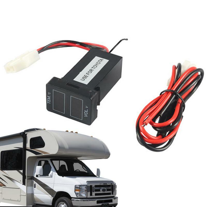 Monitor de temperatura para coche, termómetro Digital LCD, medidor de temperatura del motor, voltímetro con arnés de cableado