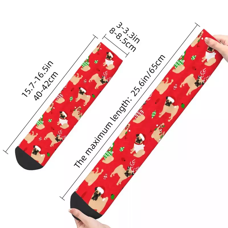 Kaus kaki kasual pria wanita, kaus kaki anjing Skateboard warna merah, kaus kaki kasual musim semi dan panas musim gugur untuk pria dan wanita