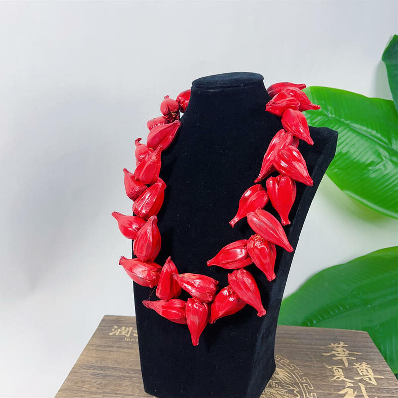 Collana da donna di nuovo arrivo collana tradizionale Samoa rossa Ula Fala Nifo 20 "collana di gioielli Chic polinesiana spedizione gratuita