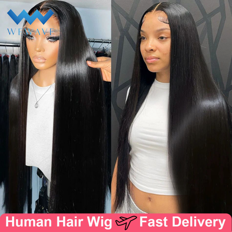 Perruque Lace Front Wig 100% naturelle brésilienne, cheveux lisses, 13x6, 13x4, pre-plucked, sans colle, 30 pouces