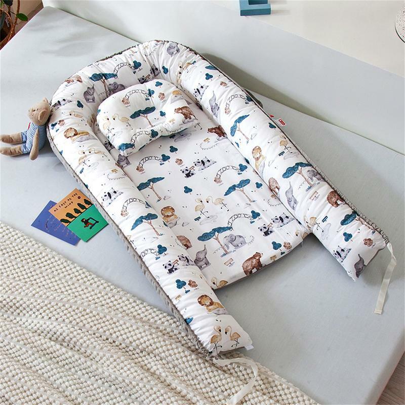 Lettino nido con cuscino lettino portatile lettino neonato regolabile lettino da viaggio morbido traspirante per paraurti letto neonato