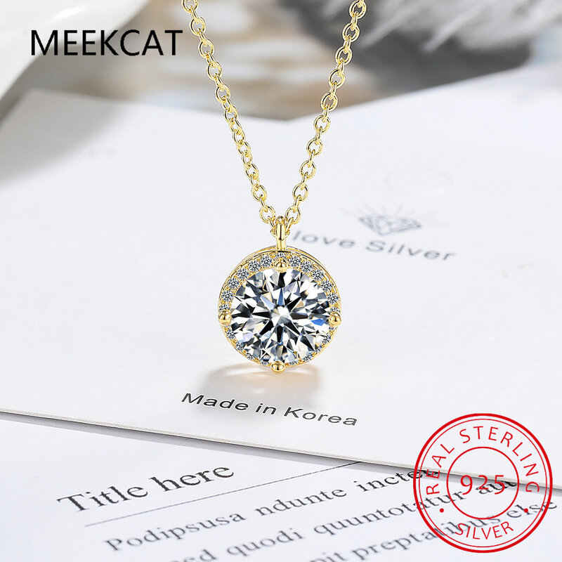 2.0ct VVS1 D Color Moissanite Necklace 925 Soild Sterling Sliver Chain with Certificate Fine Jewelry for Woman