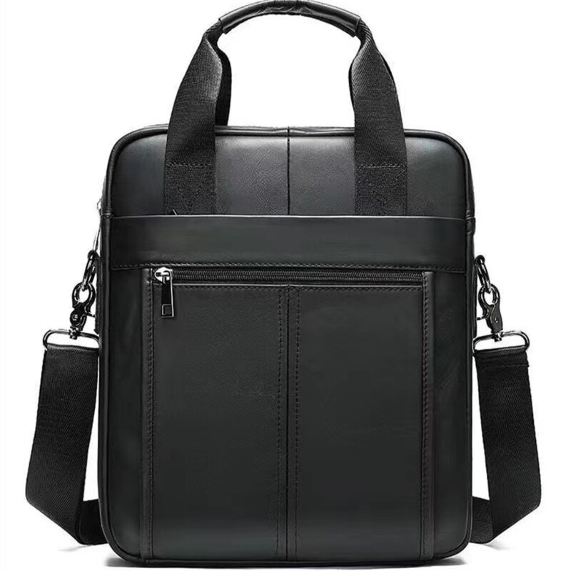 New men's handbag, 100% genuine leather shoulder crossbody bag vertical briefcase business trip messenger bag for 13.3-inch iPad