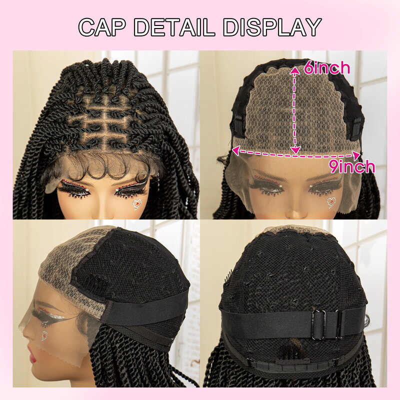Синтетические плетеные парики для чернокожих женщин, волнистые косички без узлов, 20 дюймов, фронтальные легкие плетеные волосы