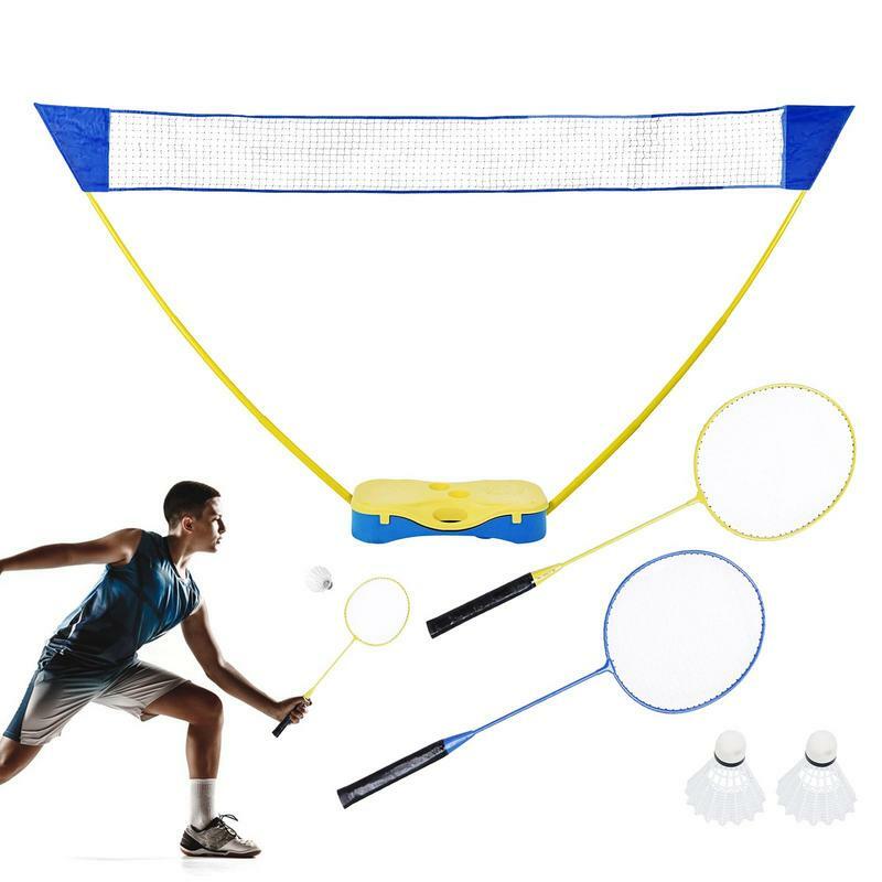 Przenośny zestaw siatka do badmintona ze składanym stojakiem na rakietę siatka tenisowa łatwej konfiguracji na podwórku plażowym
