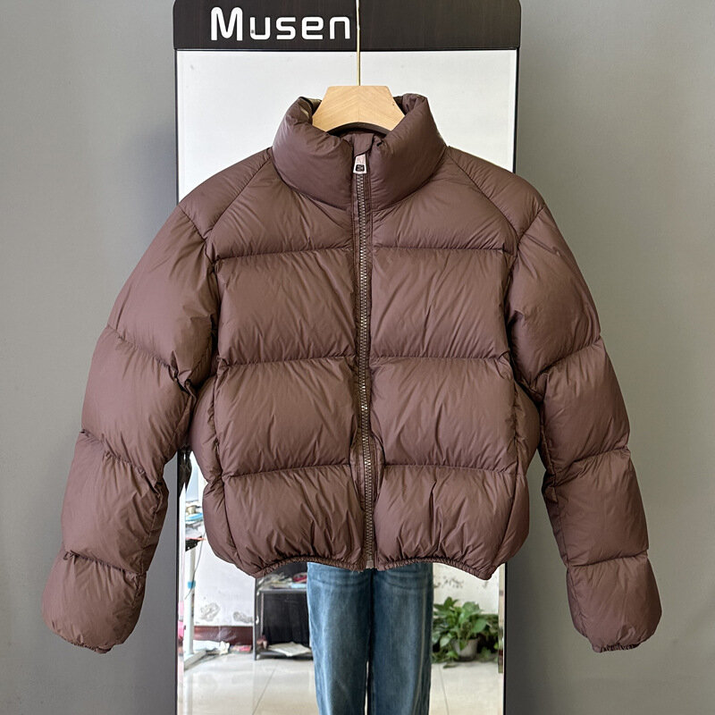 Fdfklak 여성용 지퍼 재킷, 짧은 2023, 겨울 스탠드업 코튼 퀼트 재킷, 솜털 오버코트, 신제품