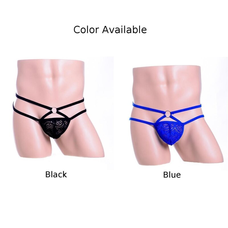 Men Sexy Lace Briefs See Through G-String Thong Low Rise Underwear Sissy Panties Crossdress Underwear T-Back Underpants