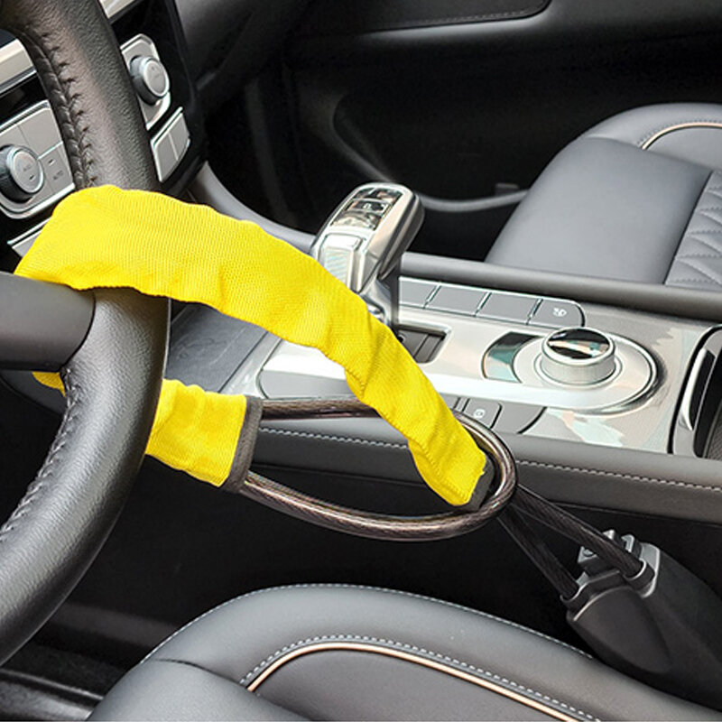 Sabuk pengaman roda kemudi mobil, kunci baja Anti Maling dengan 2 kunci perangkat Anti Maling instalasi mudah cocok untuk sebagian besar mobil SUV