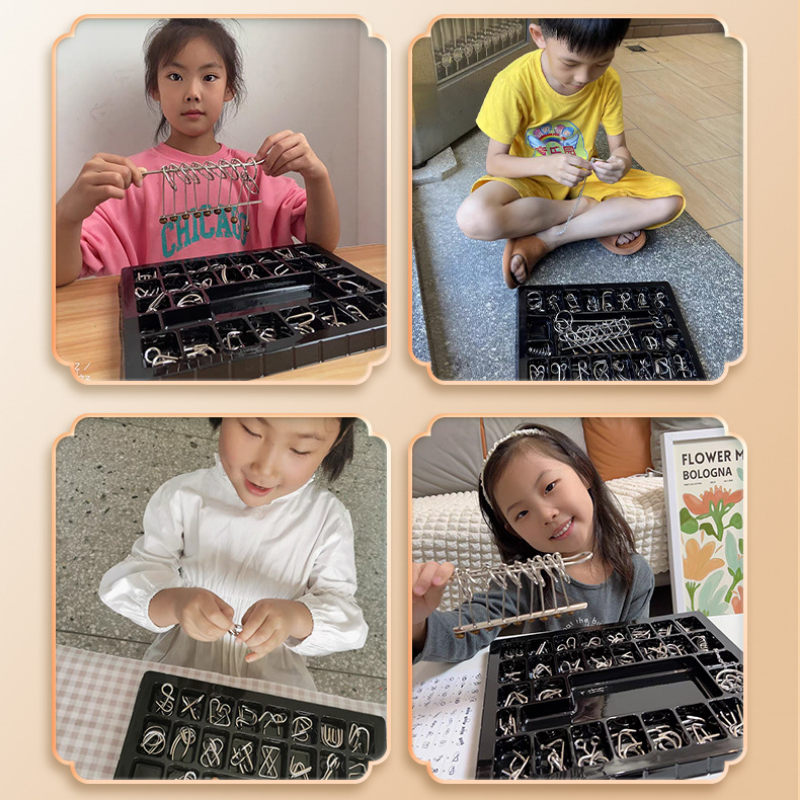 Materiais metálicos 3D Montessori Puzzle Fio QI Mente Brain Teaser Puzzles para Crianças Adultos Anti-Stress Reliever Brinquedos Kids Presentes