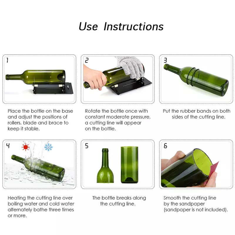 Cutter for DIY Glass Cutting Machine Glass Bottle Cutter Cutting Tool Square and Round Wine Beer Glass Sculptures Glass Cutter