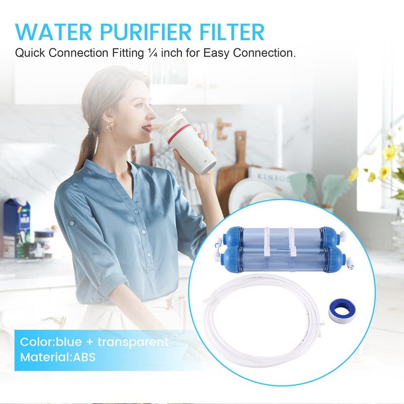 Water Filter 2Pcs T33 Cartridge Housing Diy T33 Shell Filter Bottle 4Pcs Fittings Water Purifier For Reverse Osmosis System