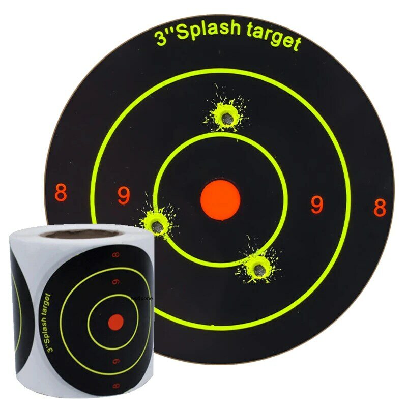 100-arkuszowe cele z naklejkami Splatter Splash Amp Reactive na rolkę 7,50 cm Samoprzylepne kolory Strzelanie udarowe (Bullet Eye)