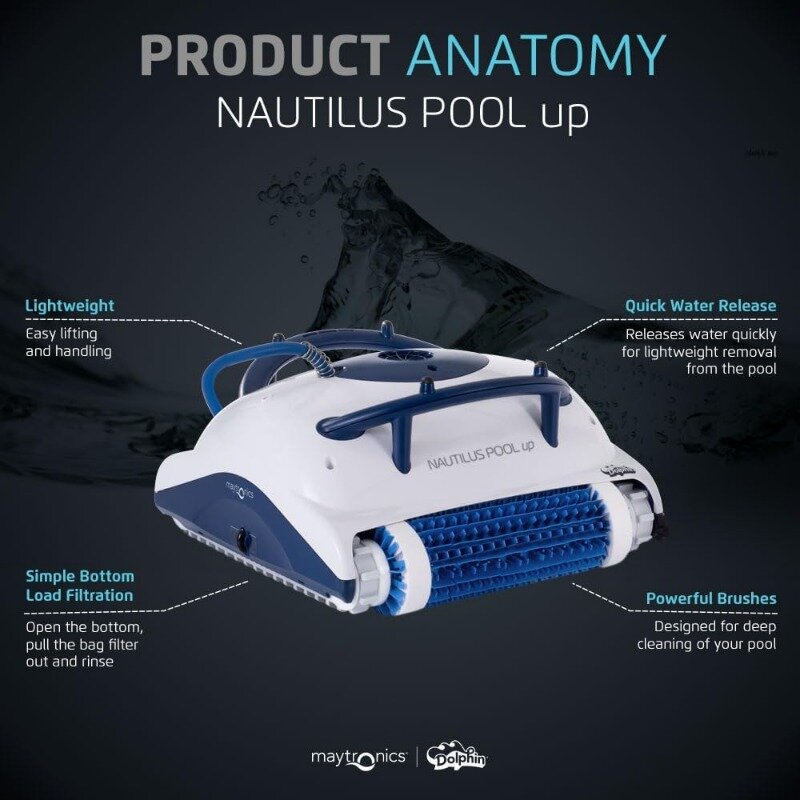 Dolphin Nautilus Pool-Up robot aspirapolvere per piscina fino a 26 piedi-arrampicata a parete con spazzola lavapavimenti