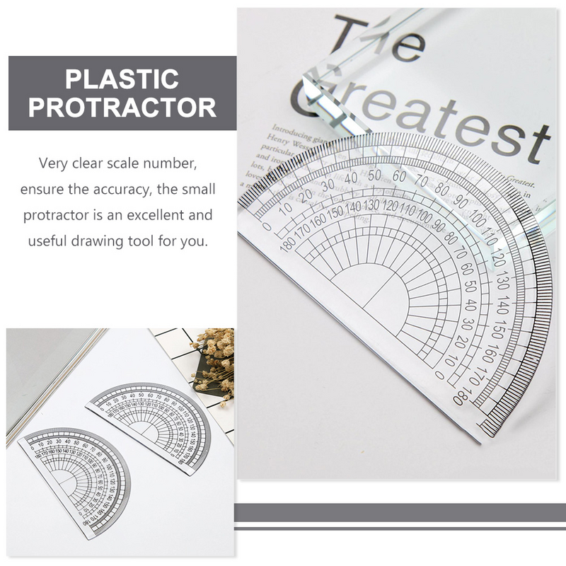 Protractors plástico para estudantes, Math Angle Measurement Tools, Protractors 180 graus para estudantes, 10pcs