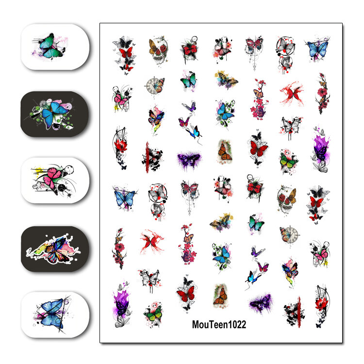 Newest Mouteen1026 Colorful Beauty Bird Nail Sticker Nail Water Sticker for Nail Art Sticker Decal Art Decoration