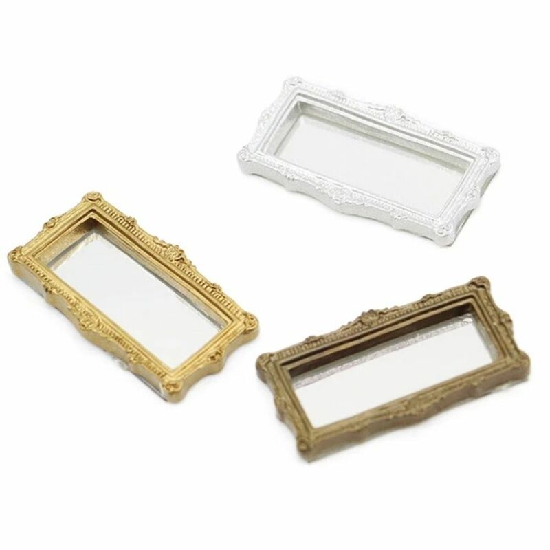 Pretend Play 1:6/1:12 Doll House Furniture Metal Border Doll House Accessories Miniature Toy Mirror DIY Educational