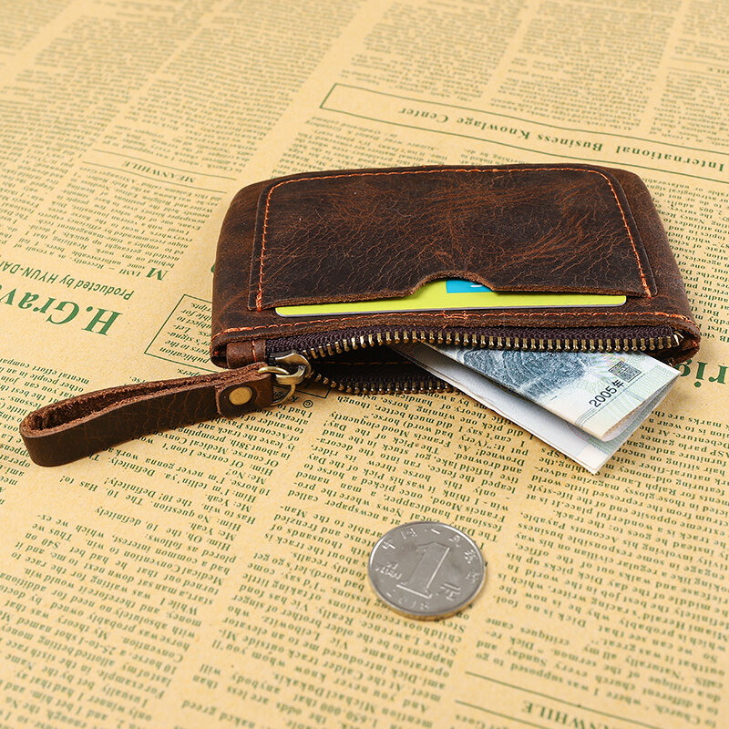 Moda dos homens das mulheres do vintage crianças mini senhoras duplo zíper moeda bolsa multifuncional pequeno titular do cartão de crédito chaveiro carteira