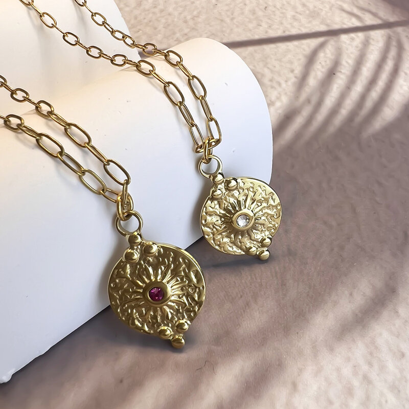 Kalung baja Titanium lapis emas 18k, aksesori perhiasan pesta hadiah anak perempuan modis temperamen