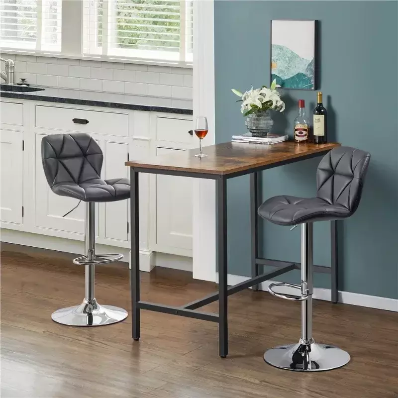 BOUSSAC Modern Adjustable Faux Leather Swivel Armless Bar Stool, Set of 2, Black