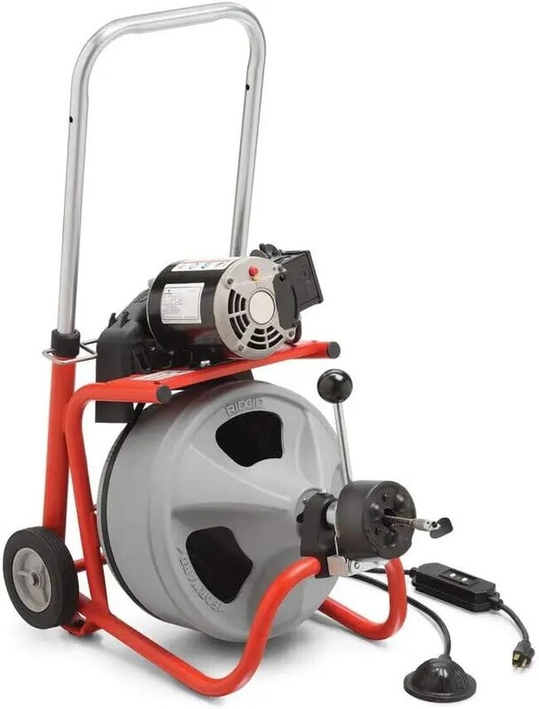 RIDGID 26998 Model K-400 Drain Cleaning 120-Volt Drum Machine Kit with C-45IW 1/2" x 75' Cable, White, Black, Red