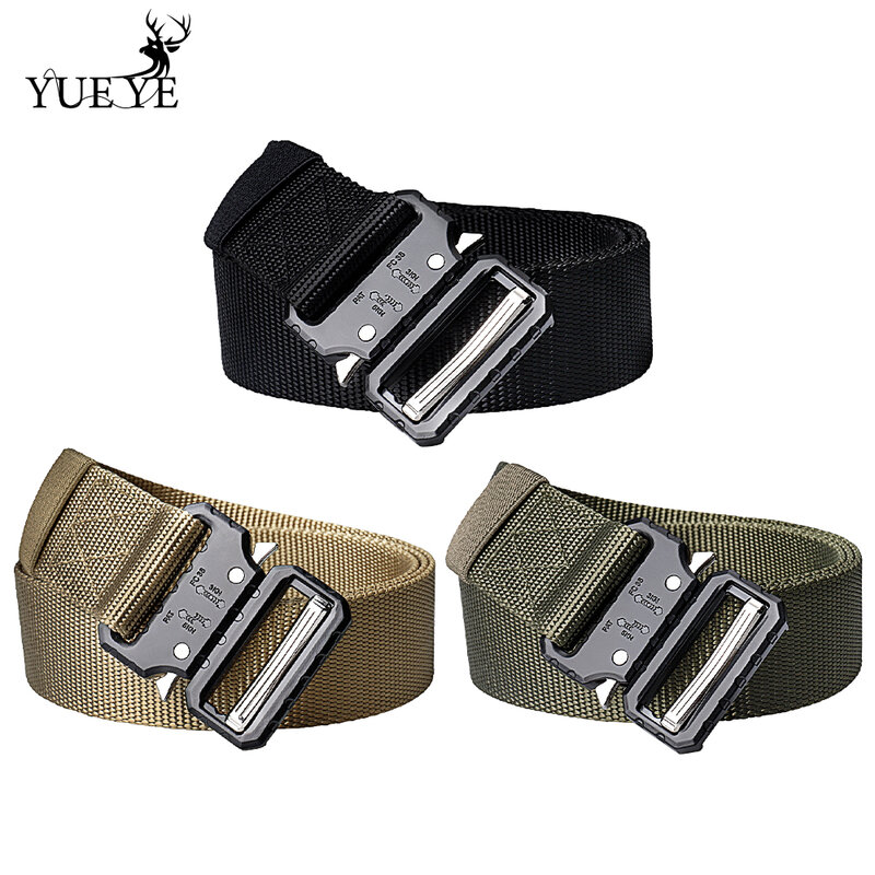 Cintura sportiva in Nylon Unisex di alta qualità con fibbia per cintura tattica in metallo da caccia all'aperto da uomo