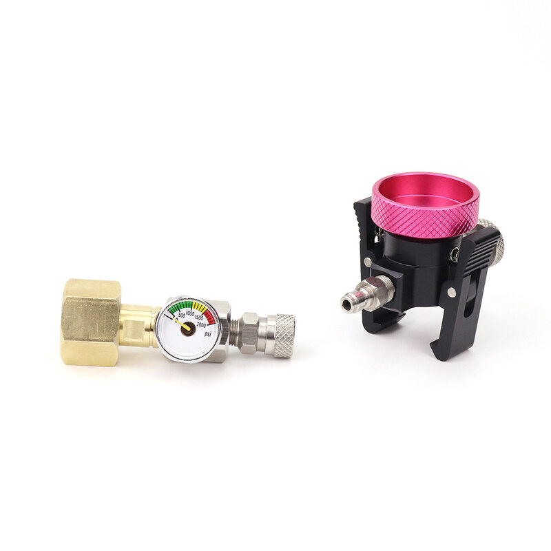 Adaptor isi ulang silinder Co2 merah muda penyambung cepat Soda stasiun pengisi dengan Kit pengukur Fit sodasteam Terra/DUO/Art CO2 silinder