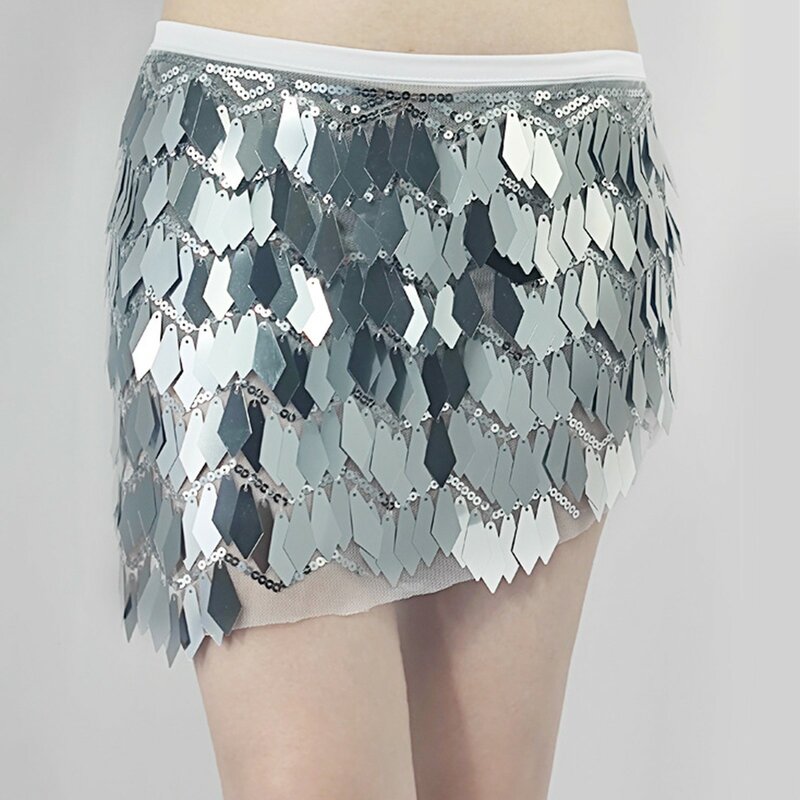 Conjunto de falda con lentejuelas en forma de diamante para mujer, de medio cuerpo minivestido, cintura Sexy, 2024