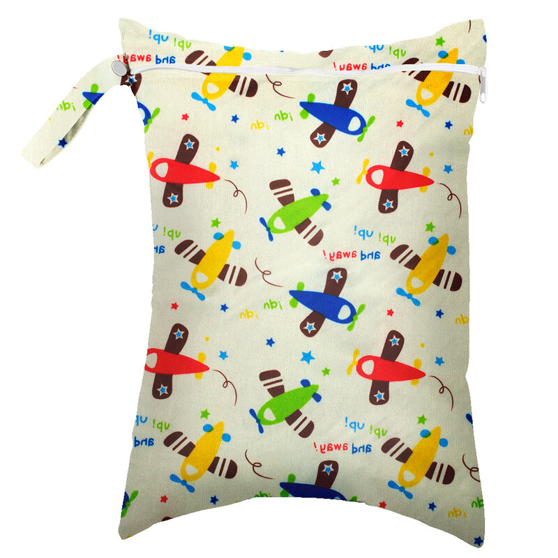 AIO-bolsas de pañales impermeables para bebé, 1 piezas, 30x40cm, PUL impreso, un solo bolsillo, bolsa húmeda para lavandería, pañal de tela