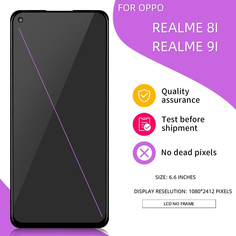 6.6 "Voor Oppo Realme 8i 9i A96 4Glcd Display Touchscreen Digitizer Assemblage Voor Realme 8i Rmx3151 Lcd Vervanging