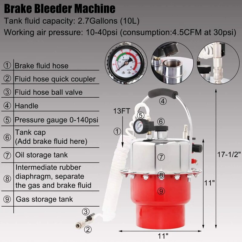Kit pemeras rem pneumatik, Set alat saluran udara kopling tekanan dengan adaptor silinder Master tekanan udara