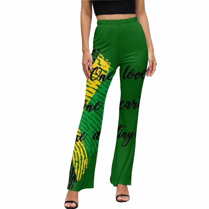 Повседневные штаны с флагом Jamaica, летние классические брюки-клеш с графическим принтом One Love, узкие Стрейчевые уличные брюки с высокой талией
