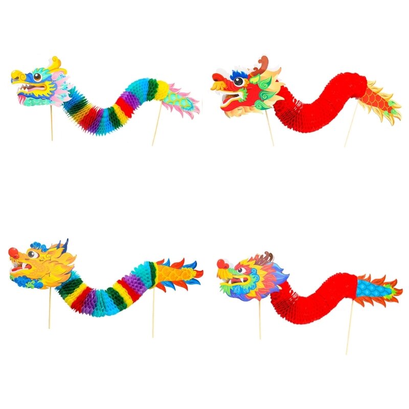 Kits marionetas dragón papel, juguete dragón papel, suministros Año Nuevo
